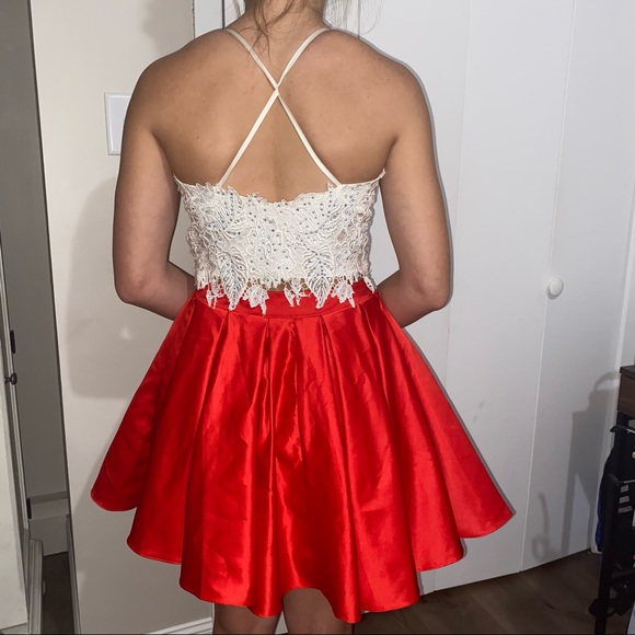 Dave & Johnny Formal 2-Piece Red & White Dress Sz 7/8 - Picture 3 of 16